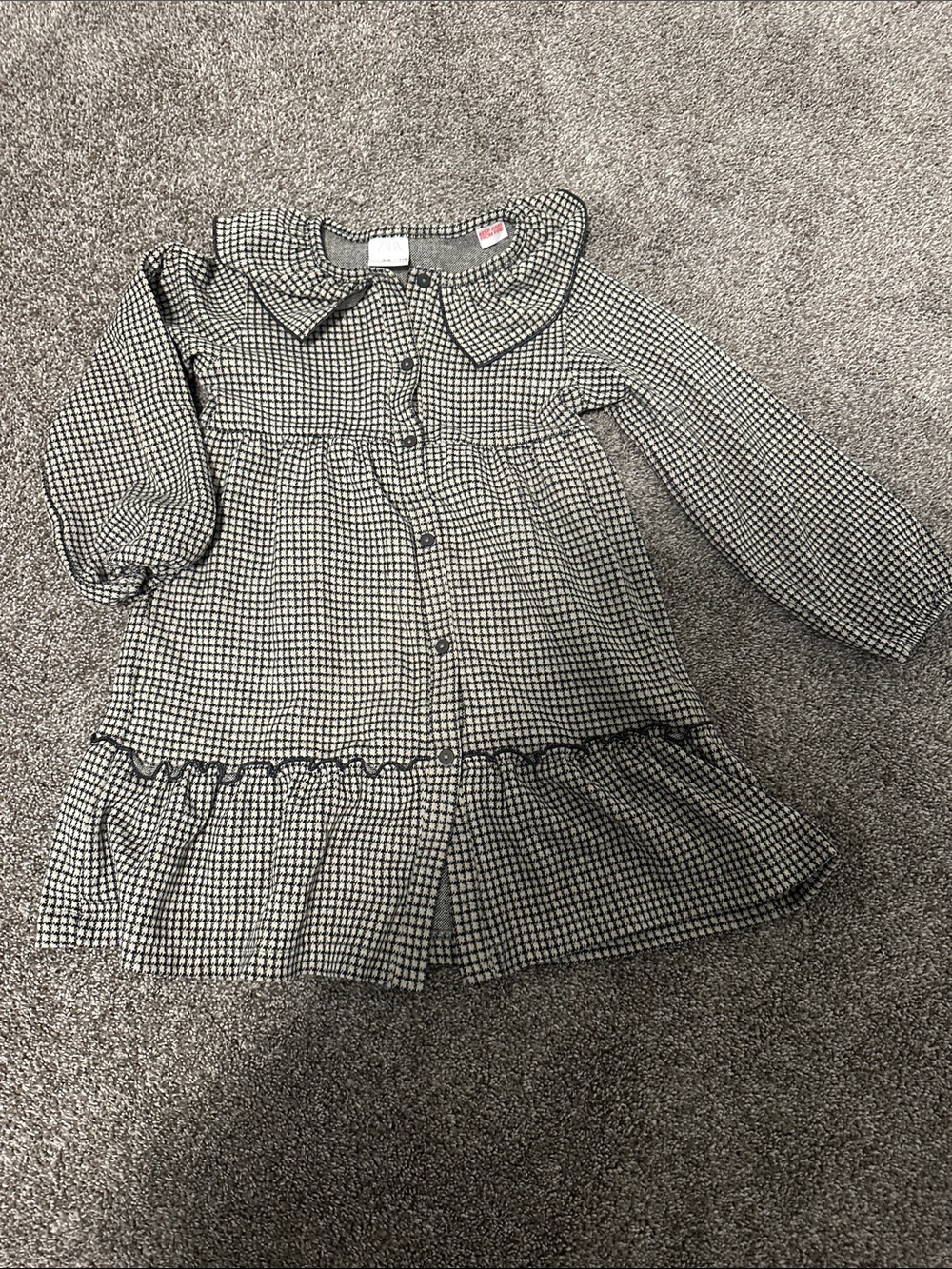 Girls Black and White Check Long Sleeve Pajama Dress - Classic Comfort